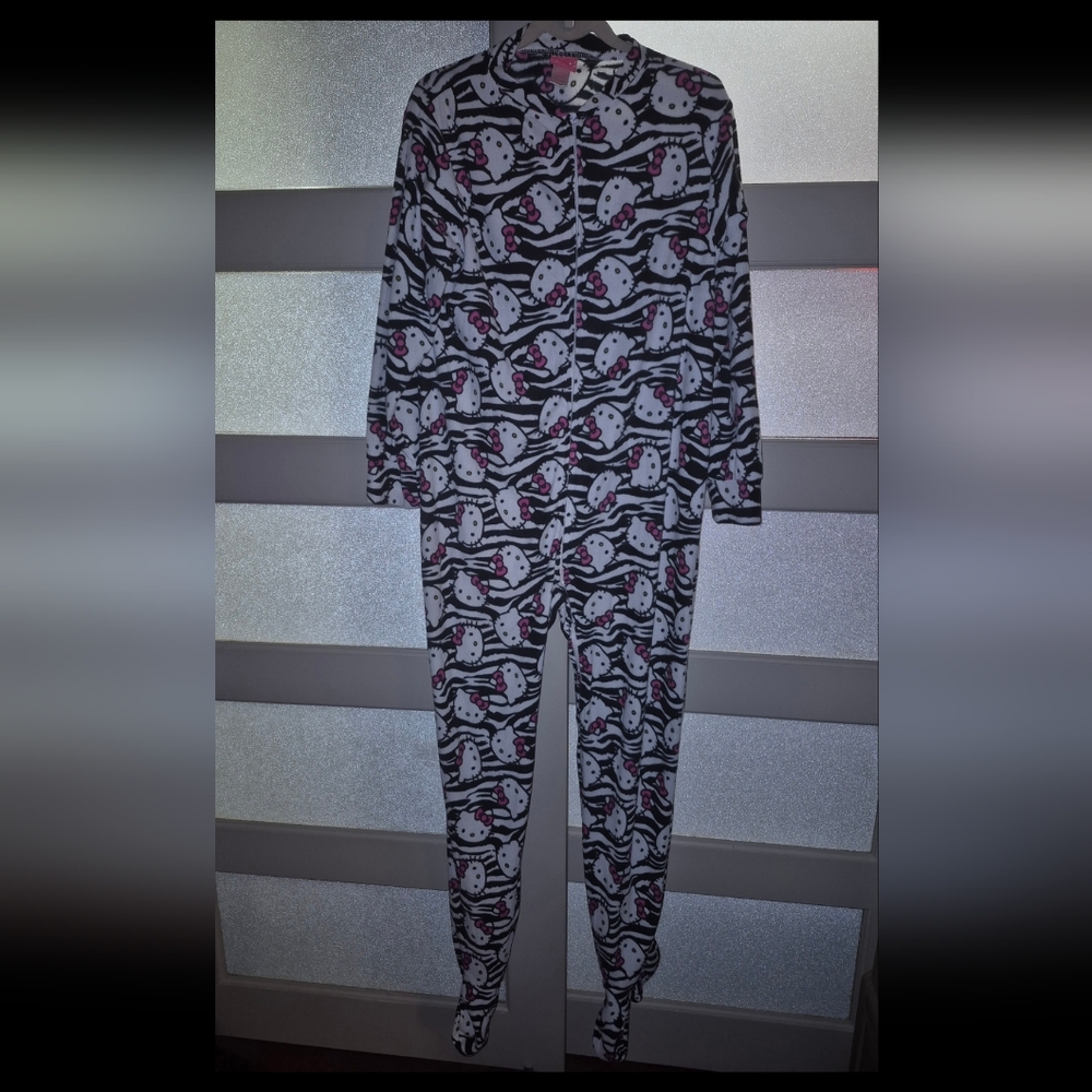 Sanrio Hello Kitty Footed Pajama Onesie - Black and White